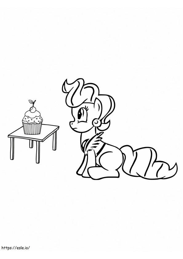 My Little Pony Mrs torta e cupcake sul tavolo da colorare