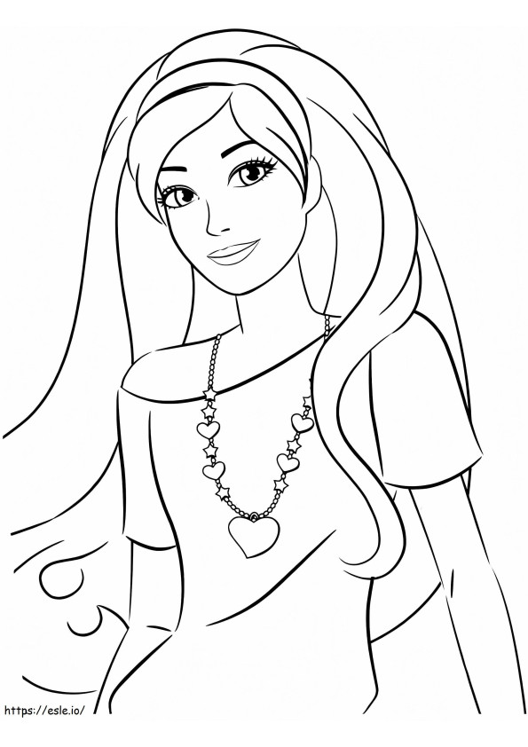 Barbie Wearing Necklace coloring page