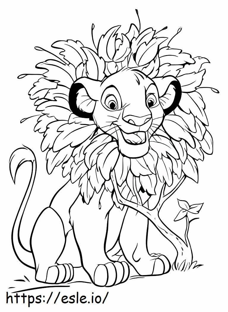 Coloriage Simba et fleur à imprimer dessin