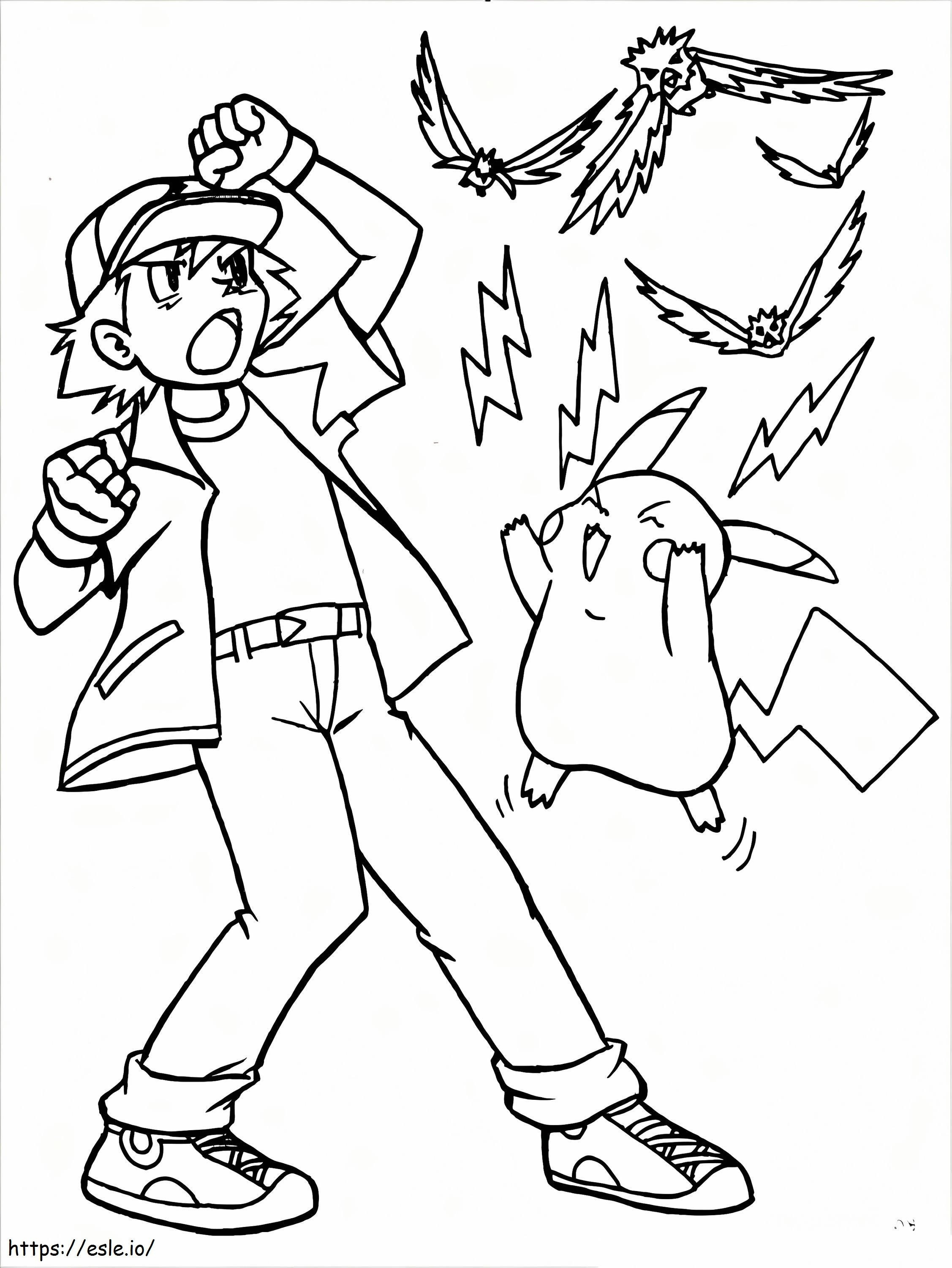 Ash Ketchum Fighting coloring page