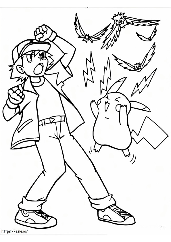 Ash Ketchum Fighting coloring page