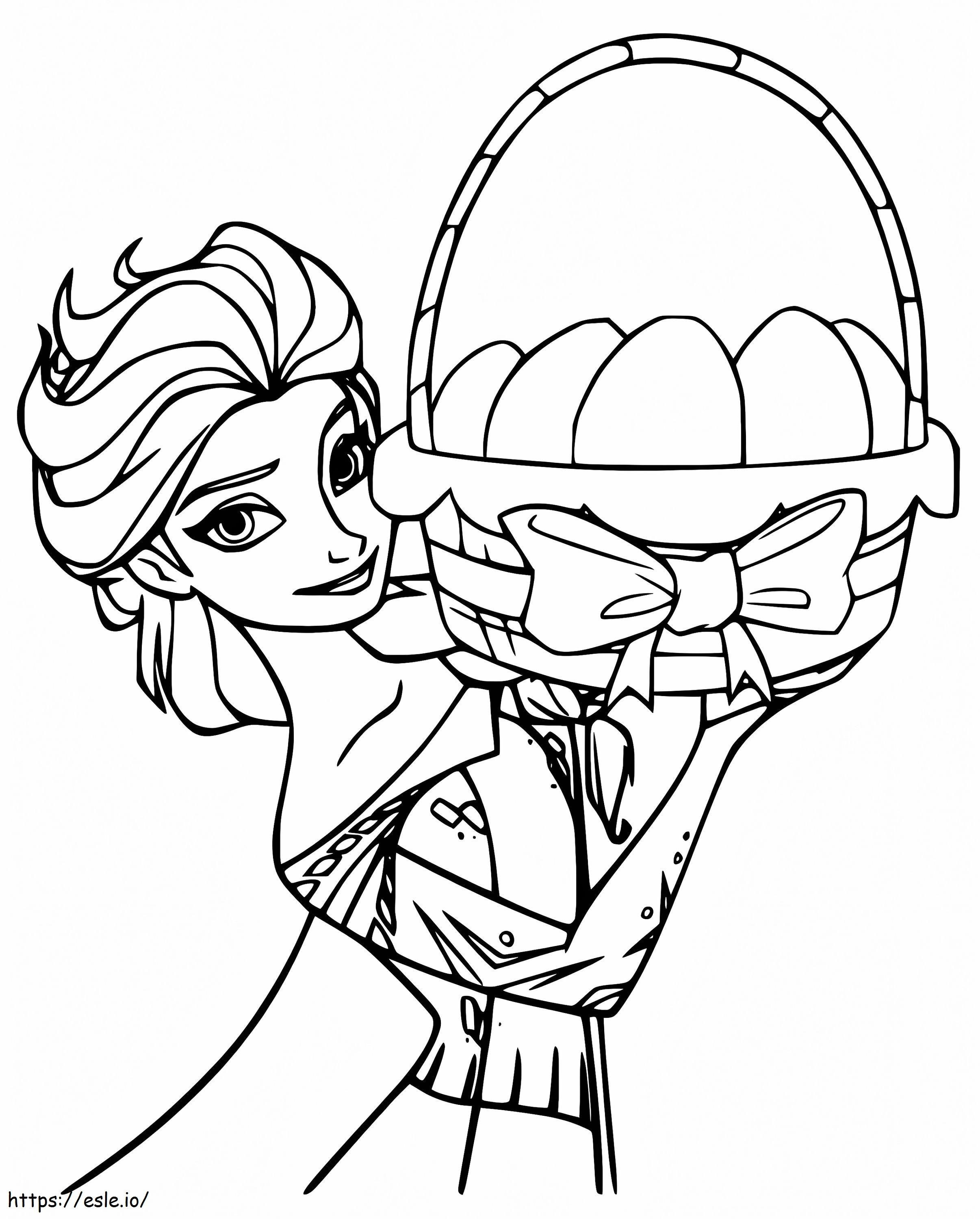 Elsa With Easter Basket coloring page