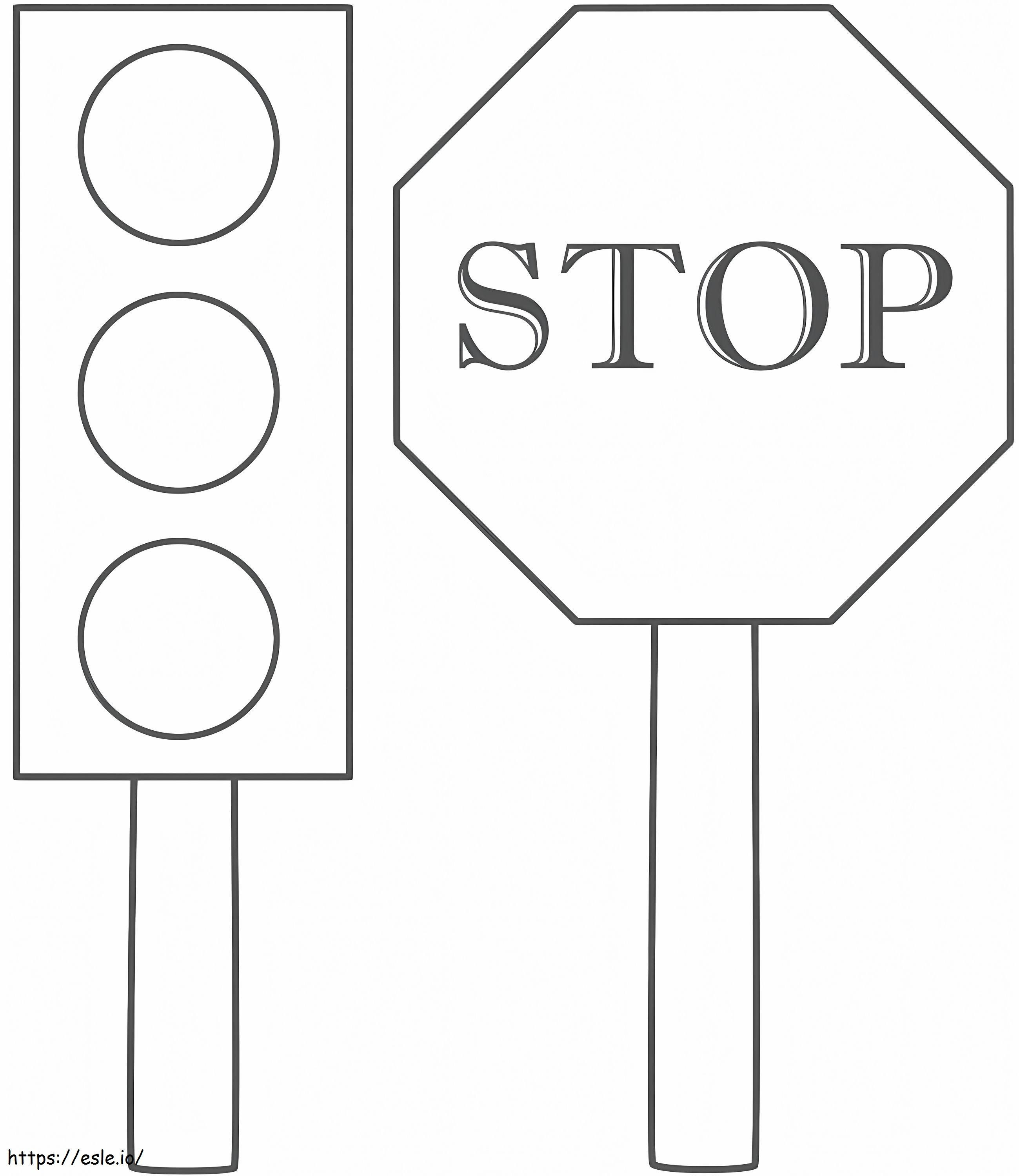 Road Safety Stop Sign 887X1024 coloring page