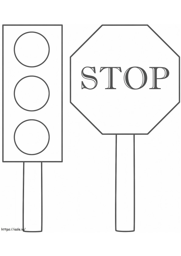 Road Safety Stop Sign 887X1024 coloring page