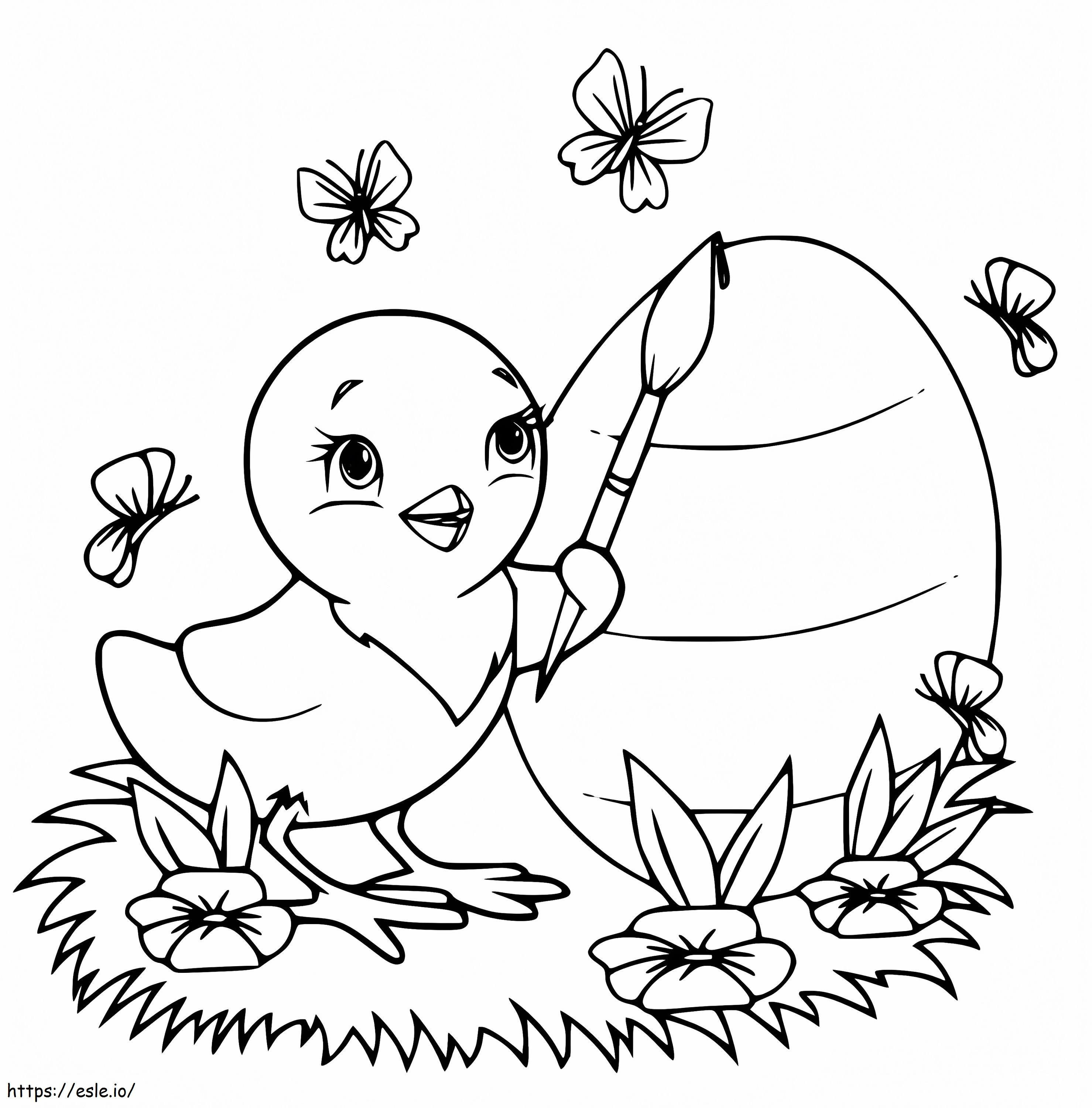 Coloriage Poussin de Pâques à colorier à imprimer dessin