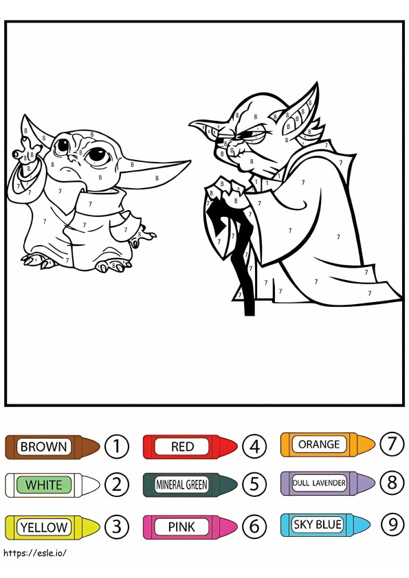 Colorear por Números a Grogu y Baby Yoda para colorear