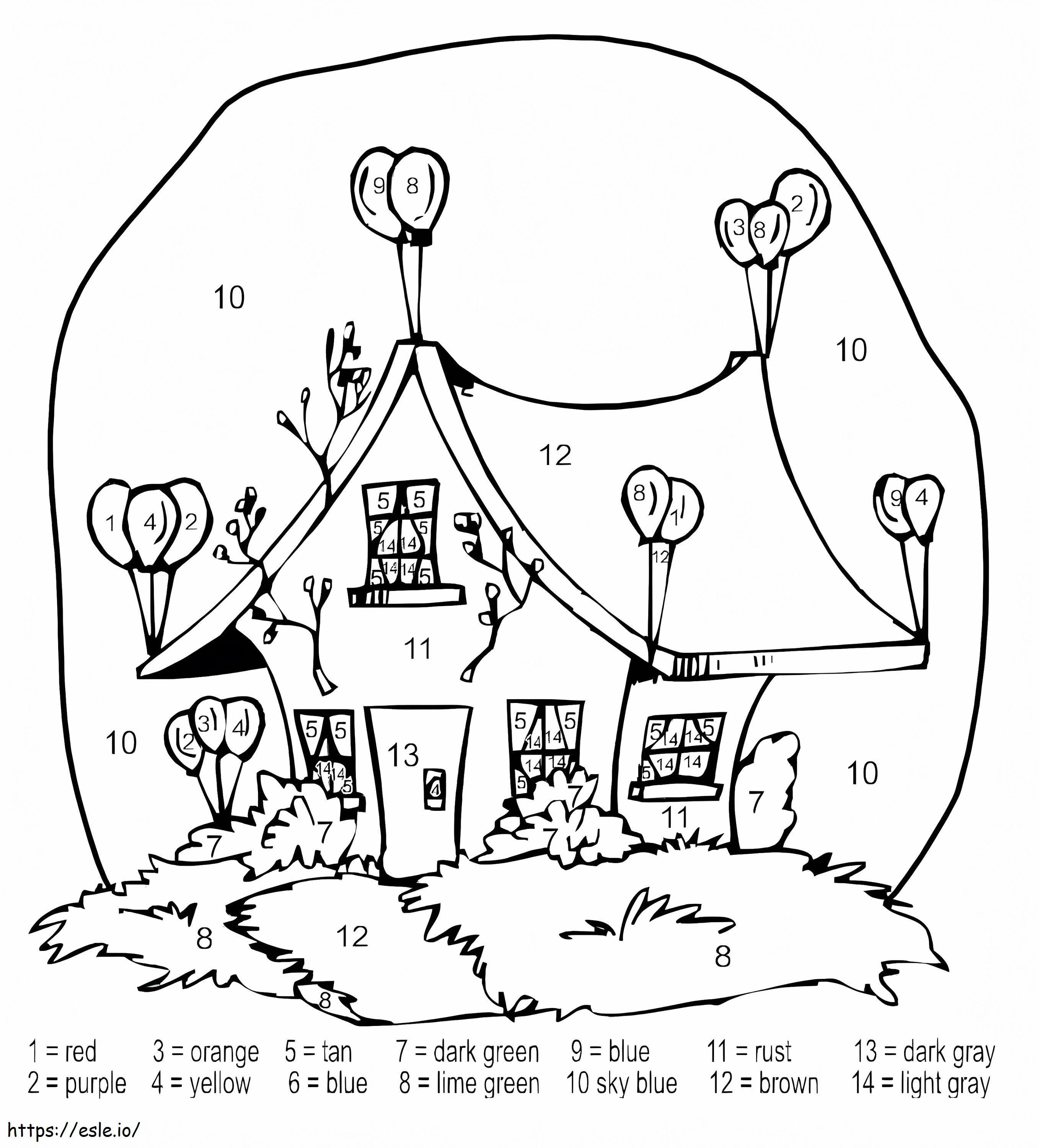 Funny House Color By Number coloring page