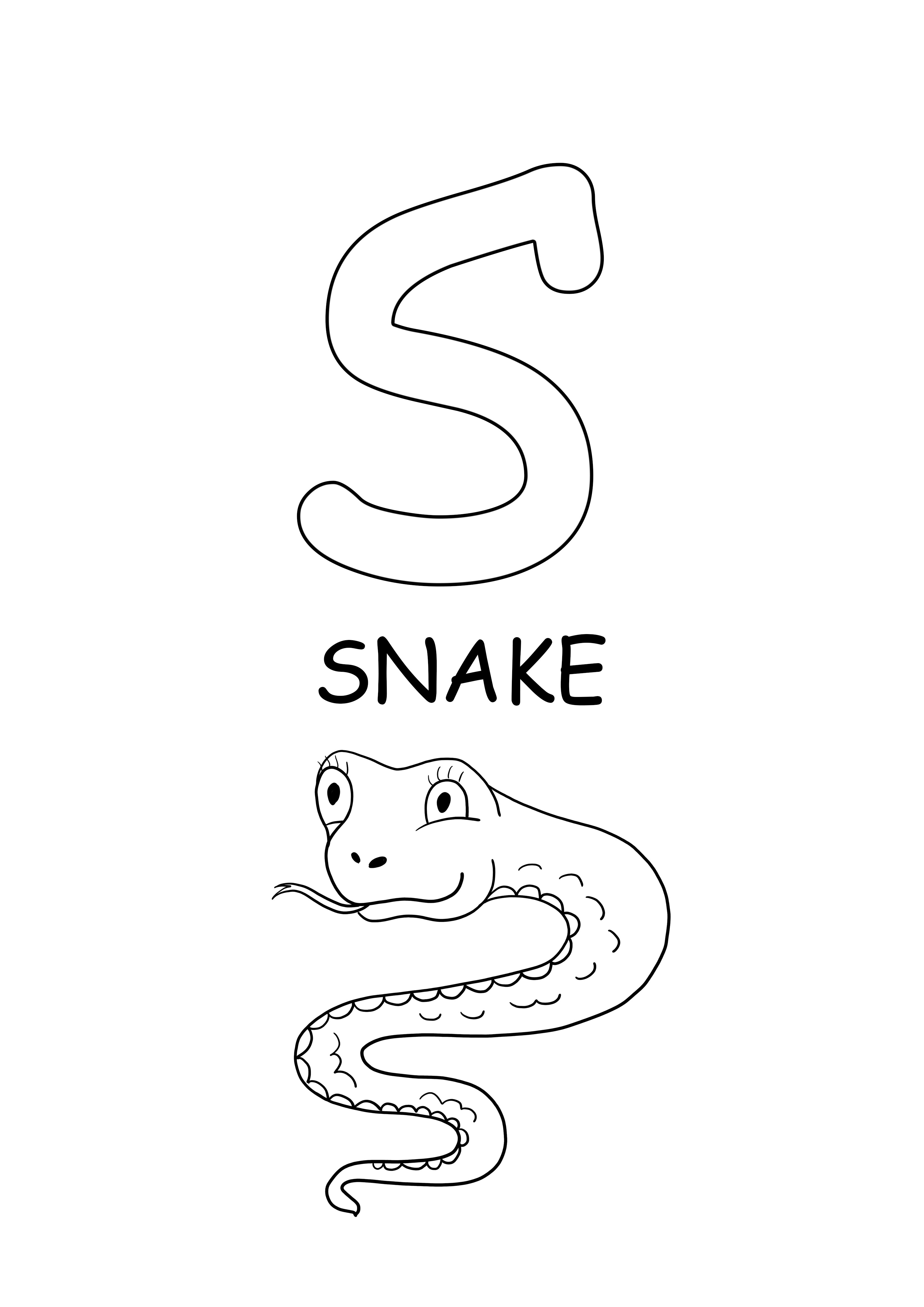 upper case word-snake free printing and coloring