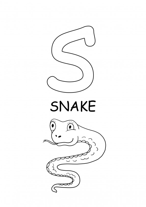 upper case word-snake free printing and coloring