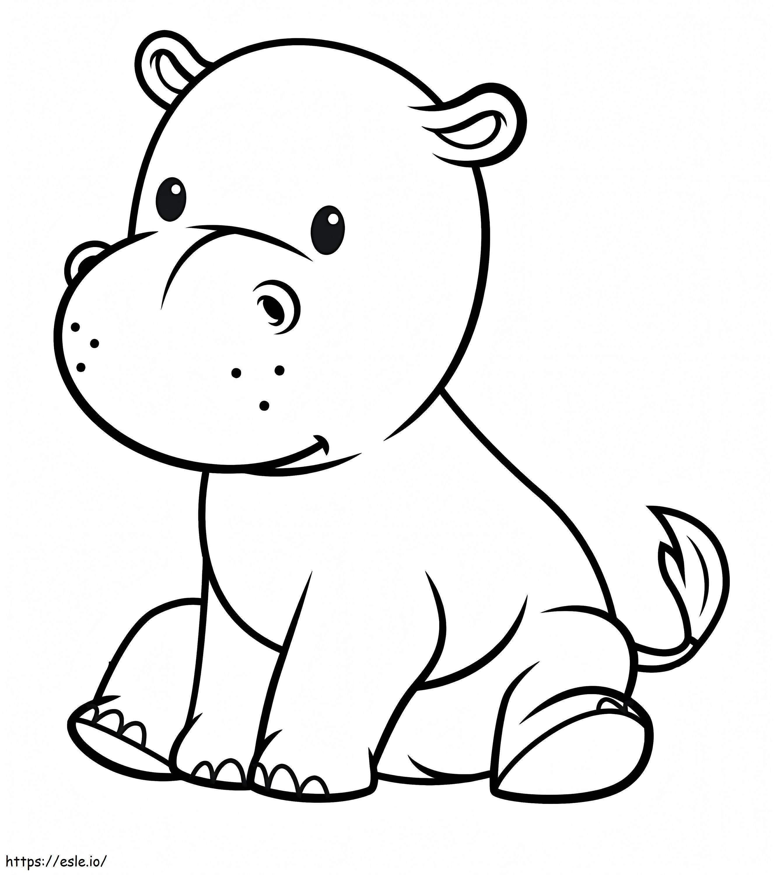 bebé hipopótamo sentado para colorear