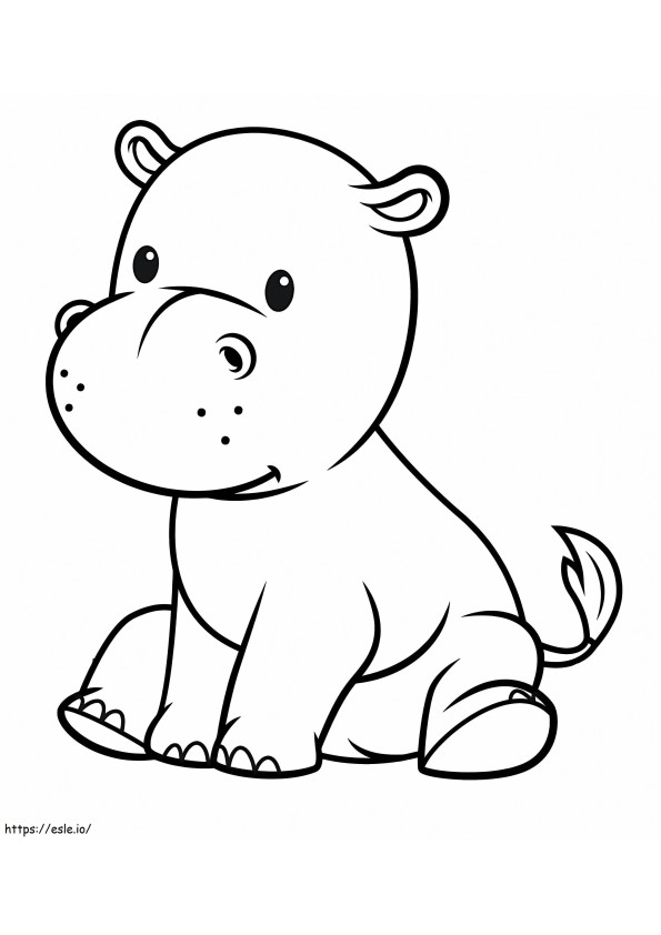 Coloriage bébé hippopotame assis à imprimer dessin