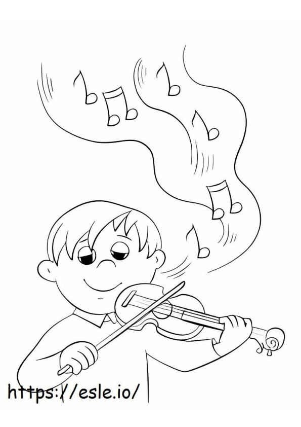 menino com violino para colorir