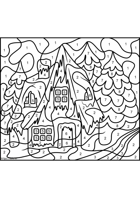 Christmas House Color By Number coloring page