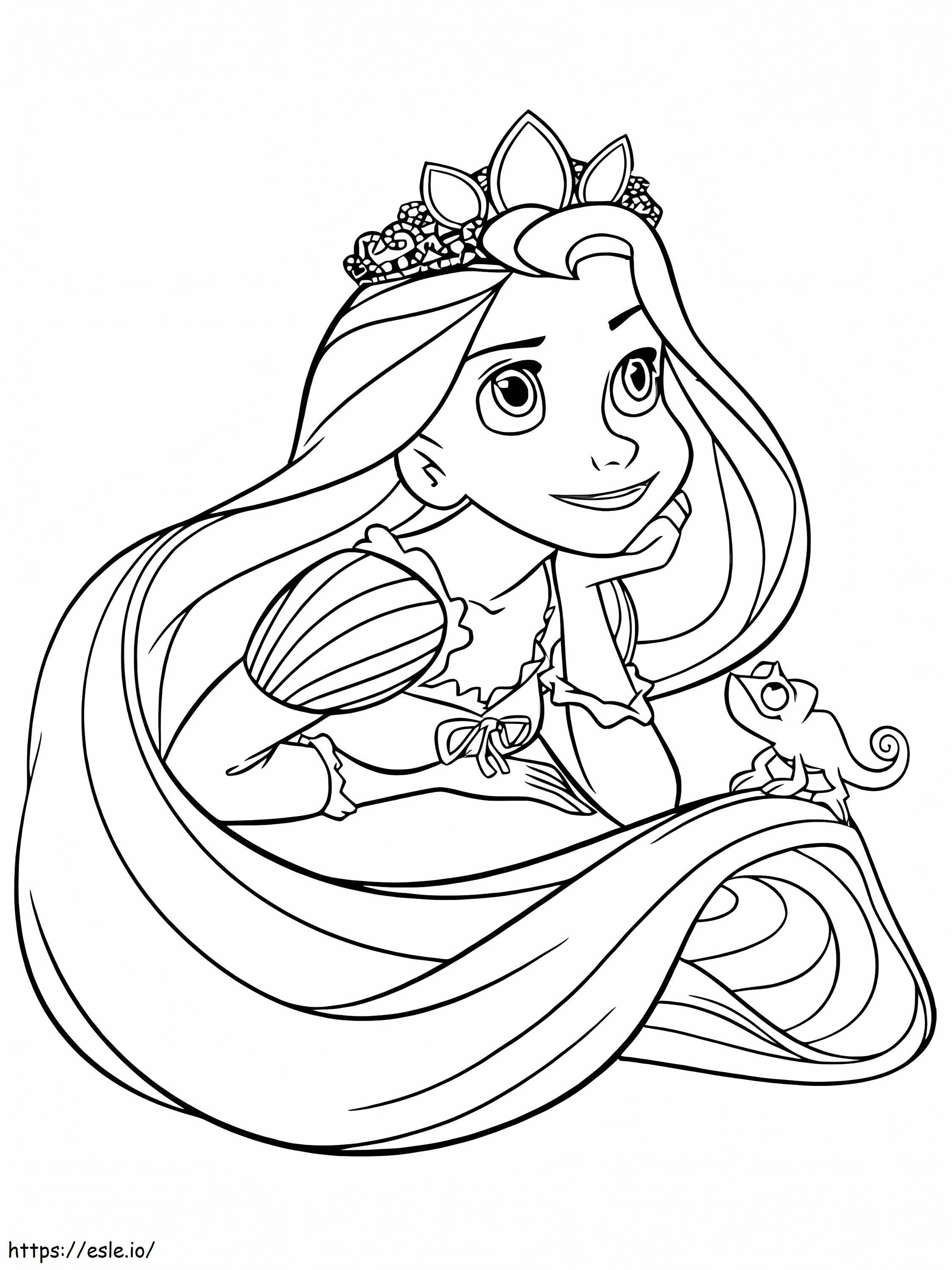 Retrato de Rapunzel com lagartixa para colorir