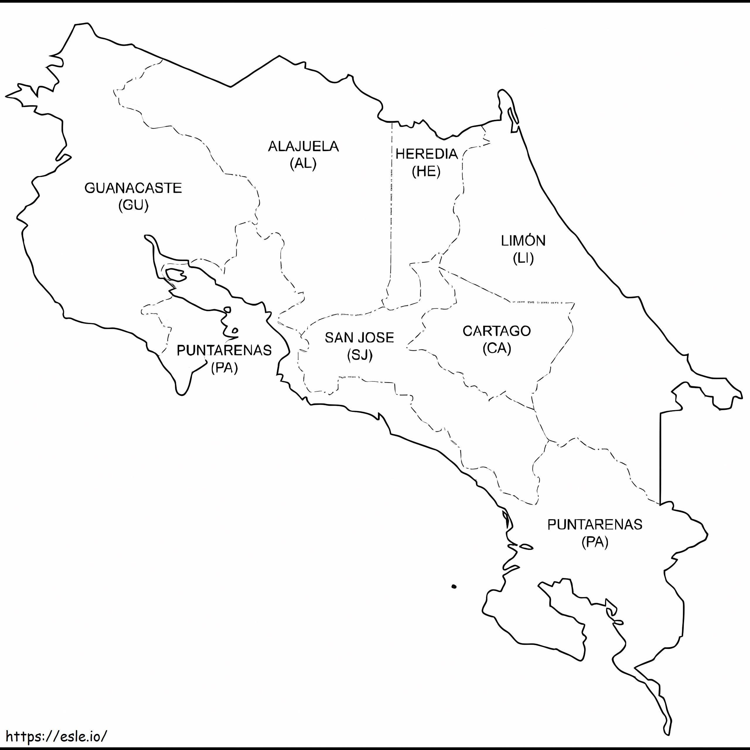 Karte von Costa Rica 1 ausmalbilder