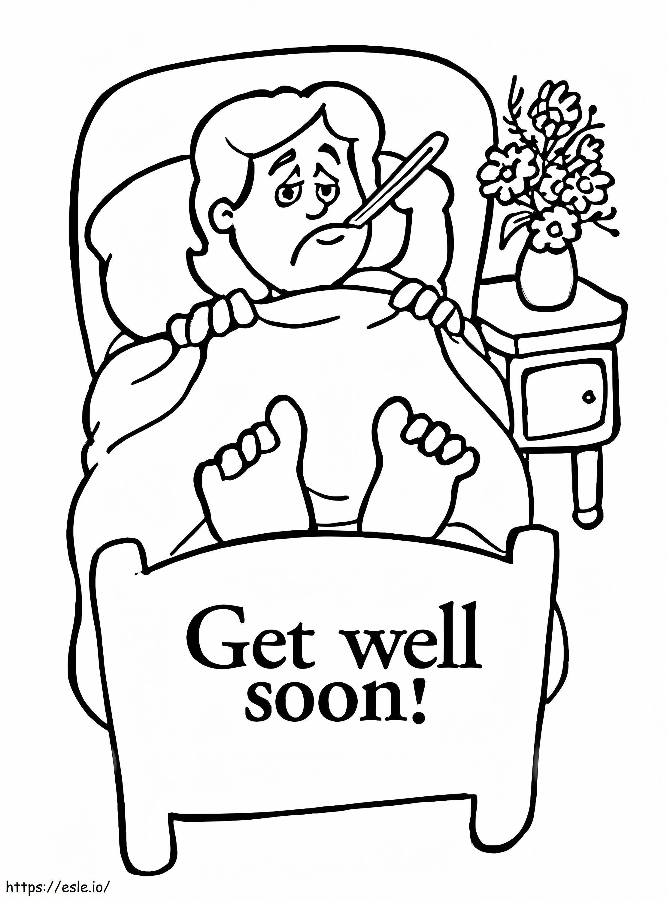 Get Well Soon Sleep In Bed coloring page