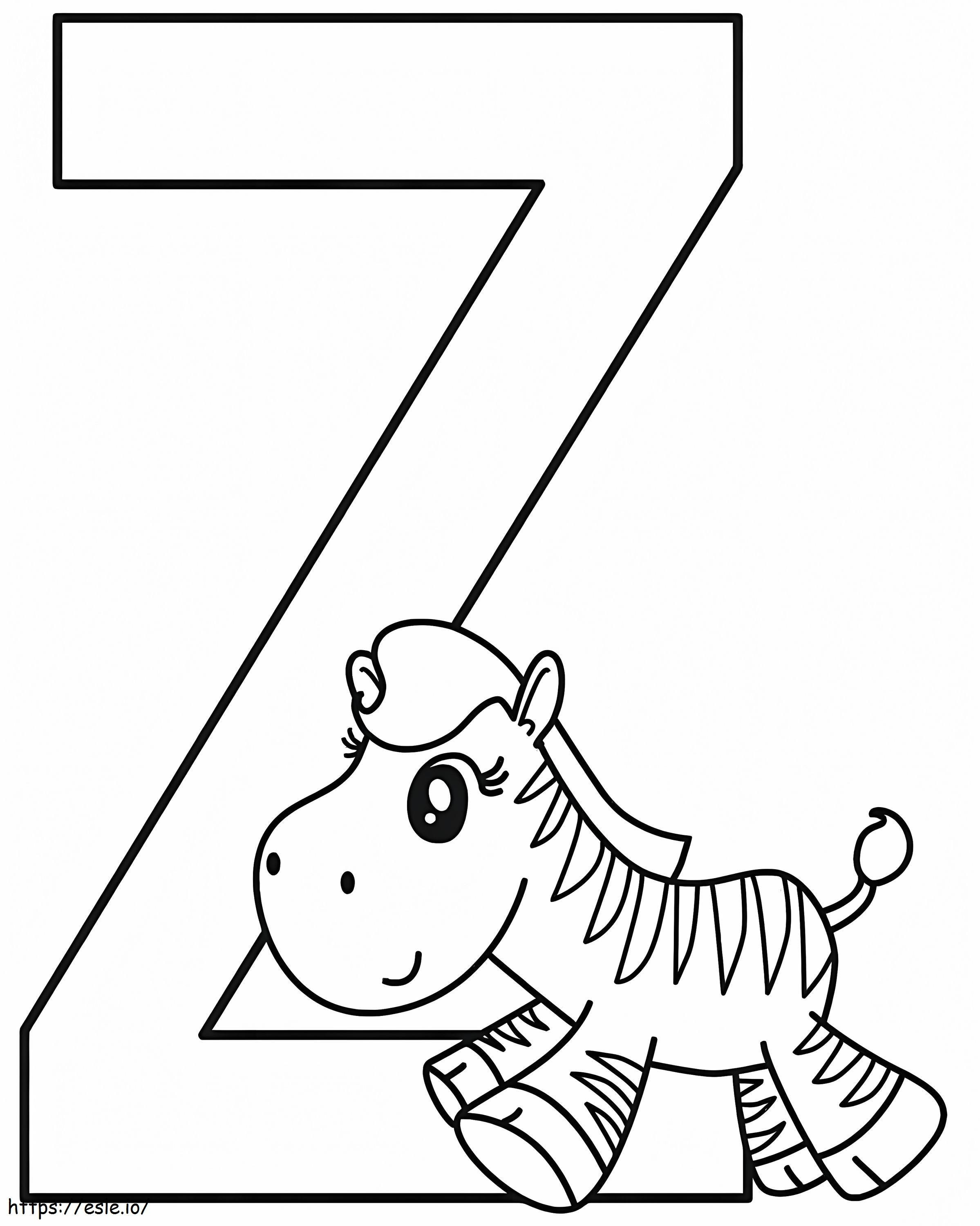 Baby Zebra Letter Z kleurplaat kleurplaat