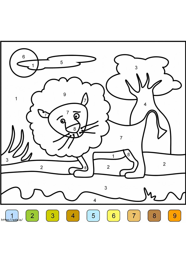 Coloriage Lion couleur par numéro à imprimer dessin