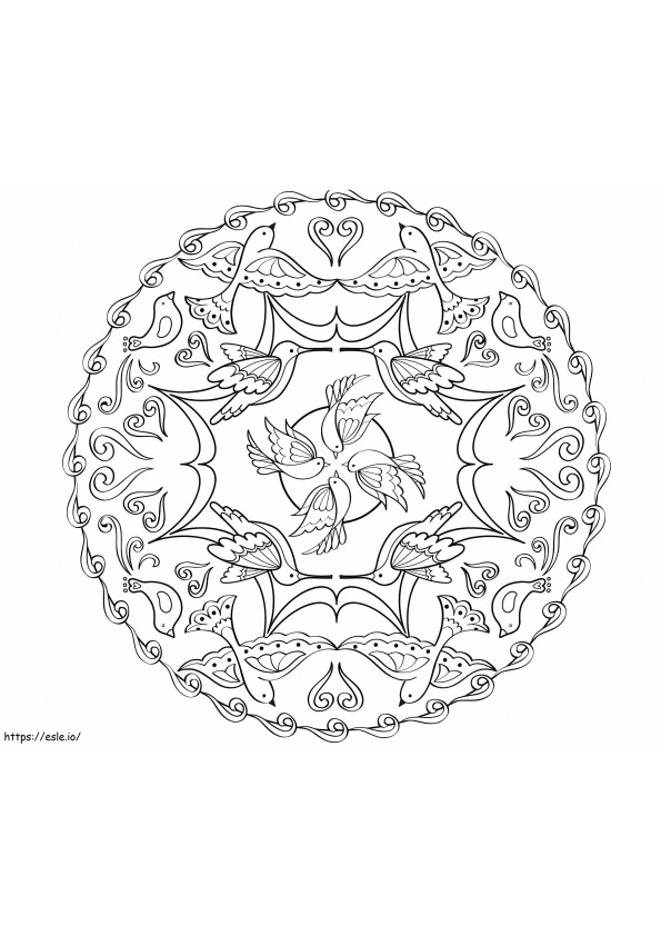 Coloriage Mandala sur oiseau à imprimer dessin