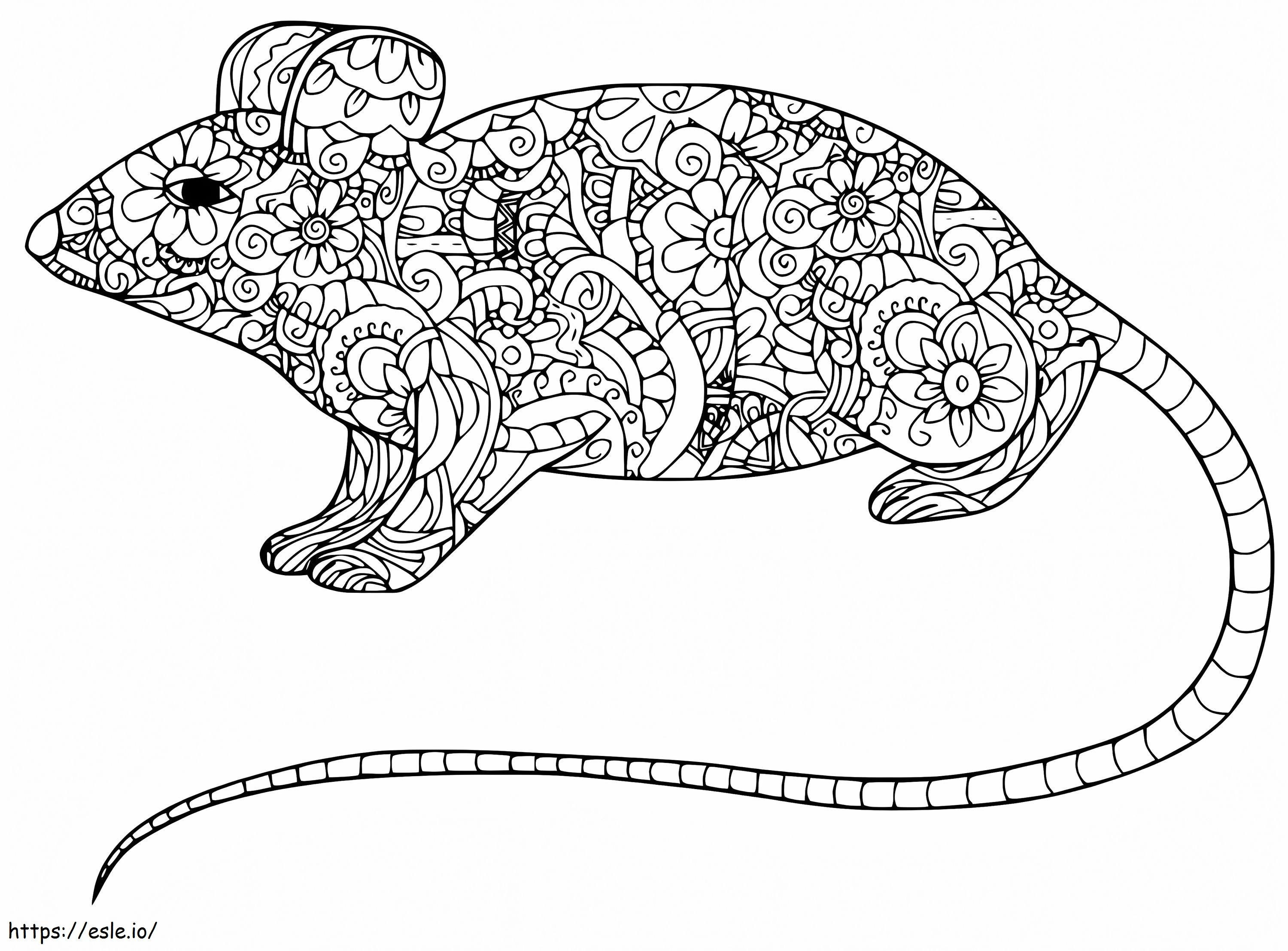 Zentangle Rat coloring page