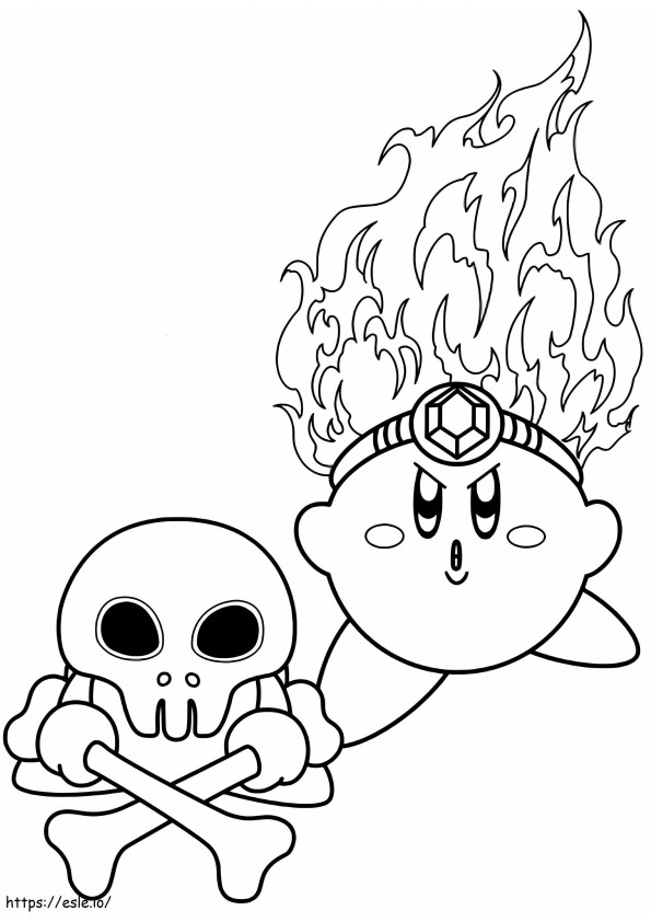 Kirby y el cráneo para colorear