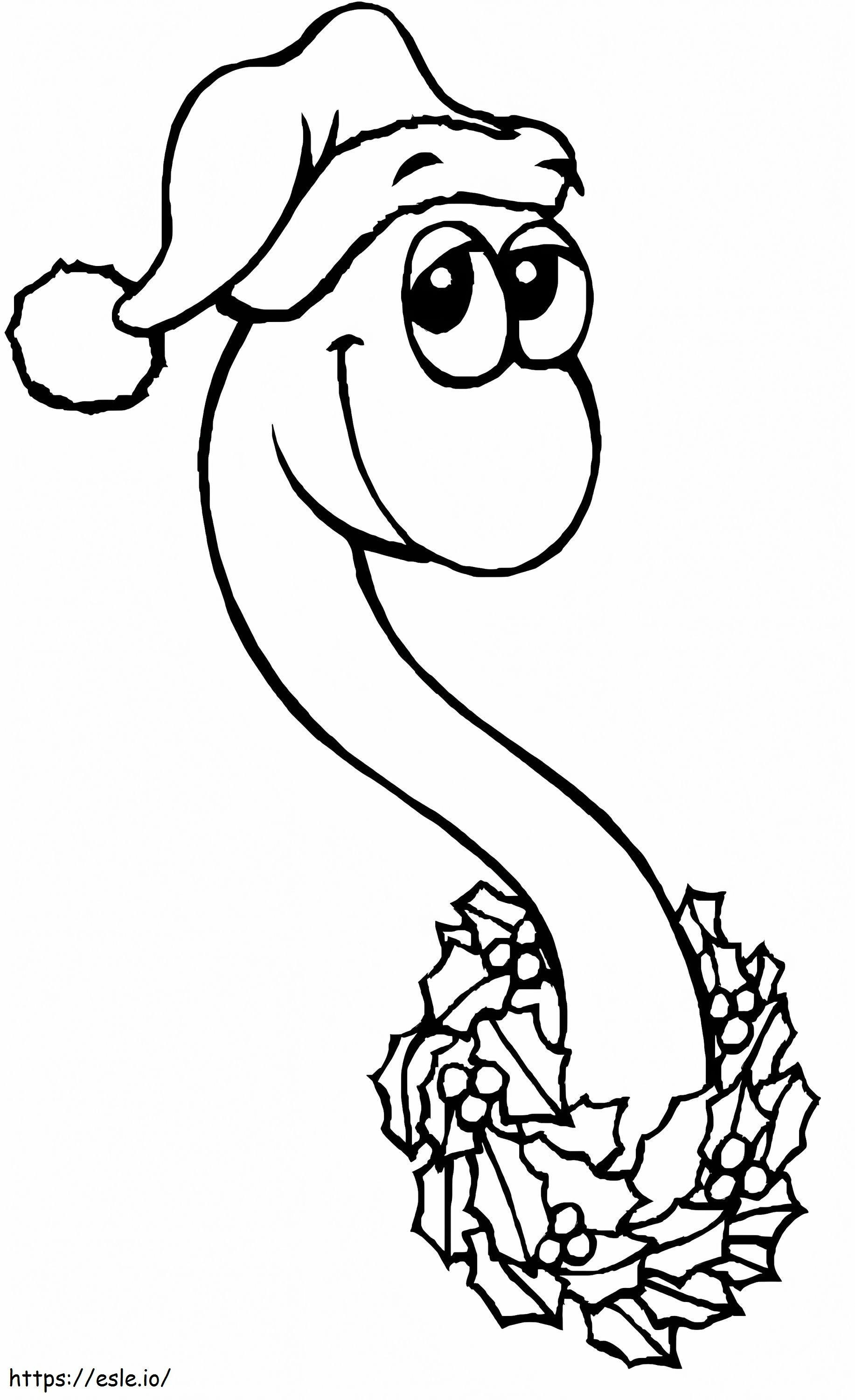 Worm At Christmas coloring page
