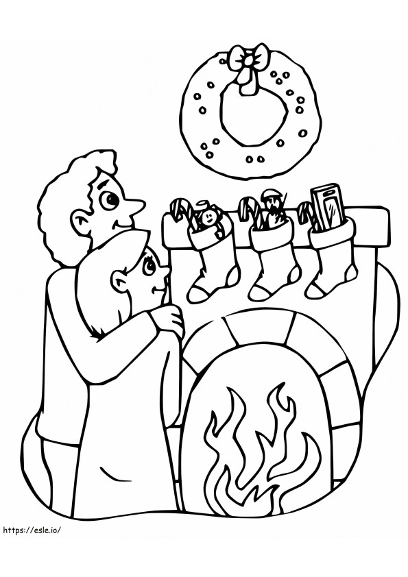 Couple And Fireplace coloring page