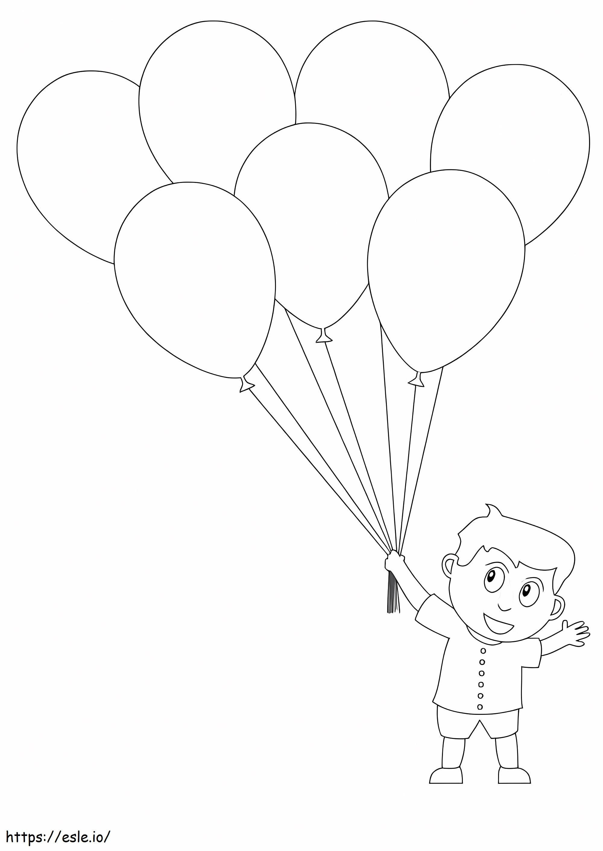 風船を持つ少年 ぬりえ - 塗り絵