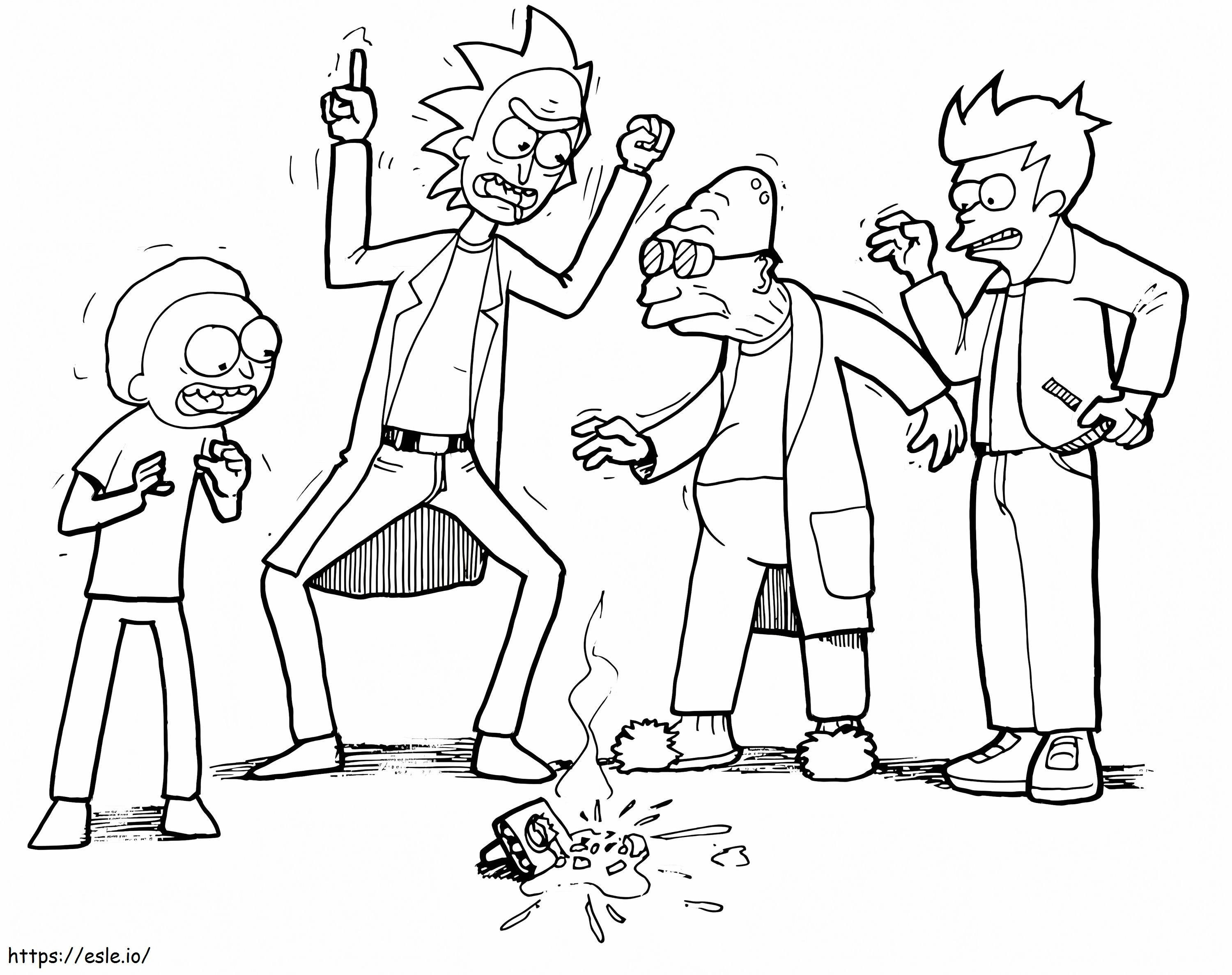 Rick Sanchez Angry And Friend coloring page