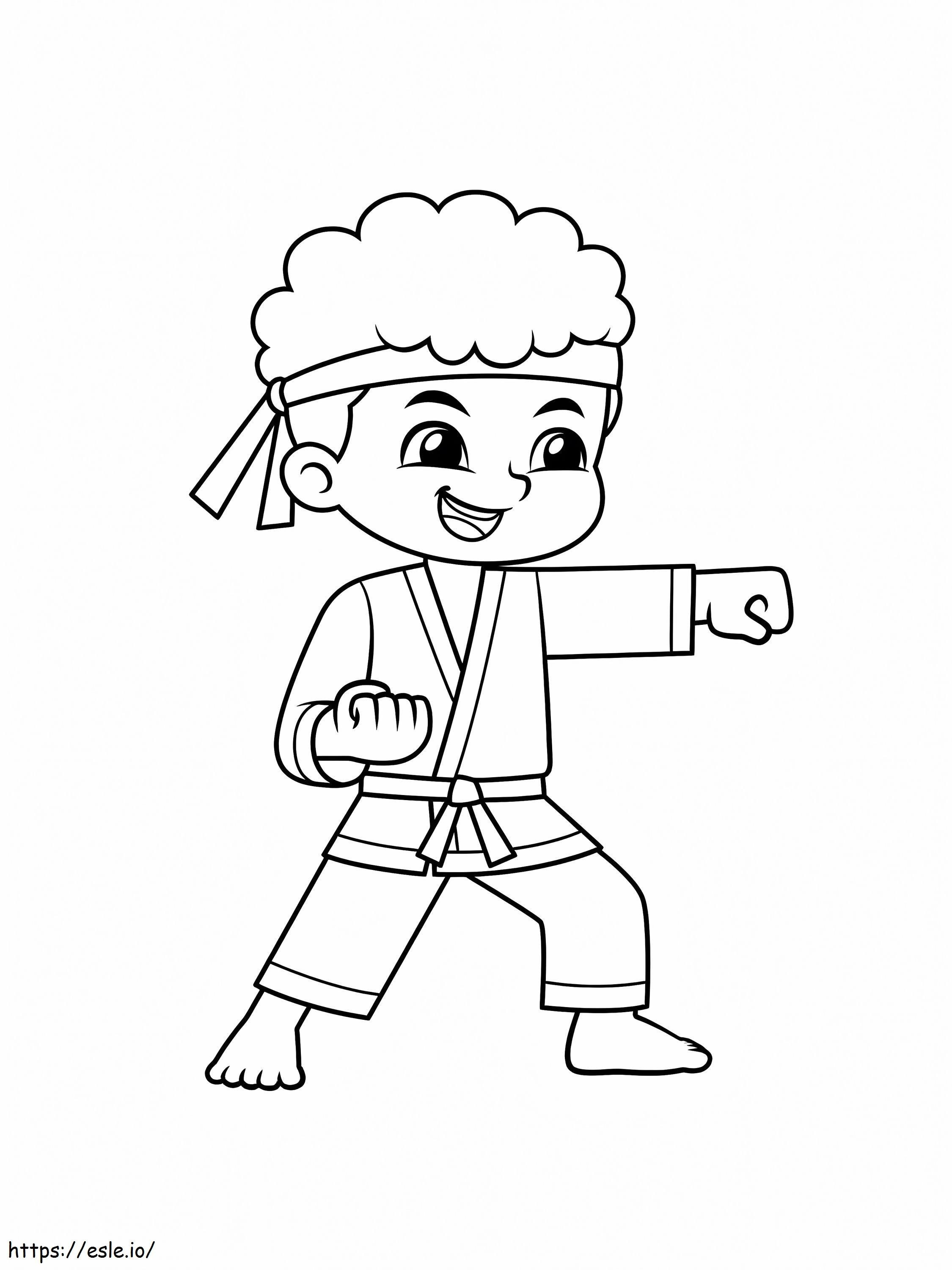 Băiat de karate fericit de colorat