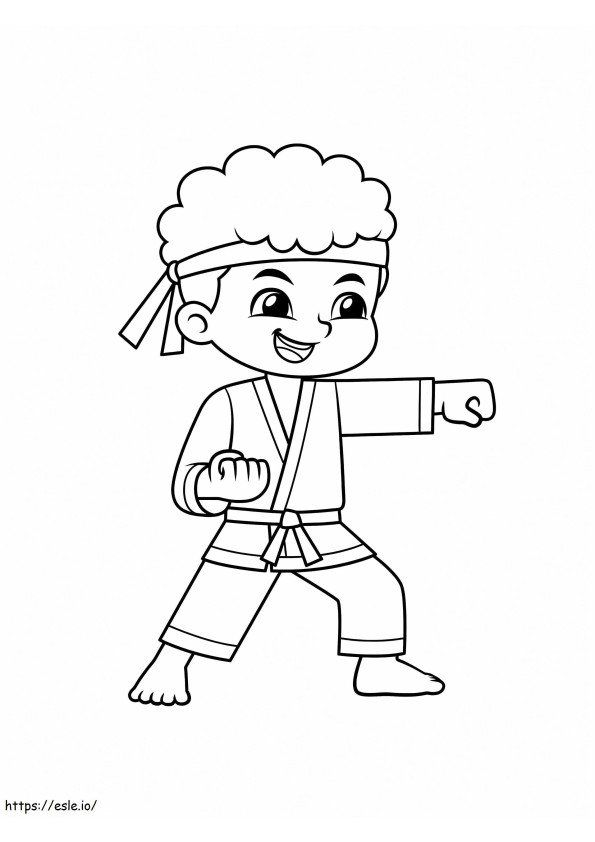 Happy Karate Boy coloring page