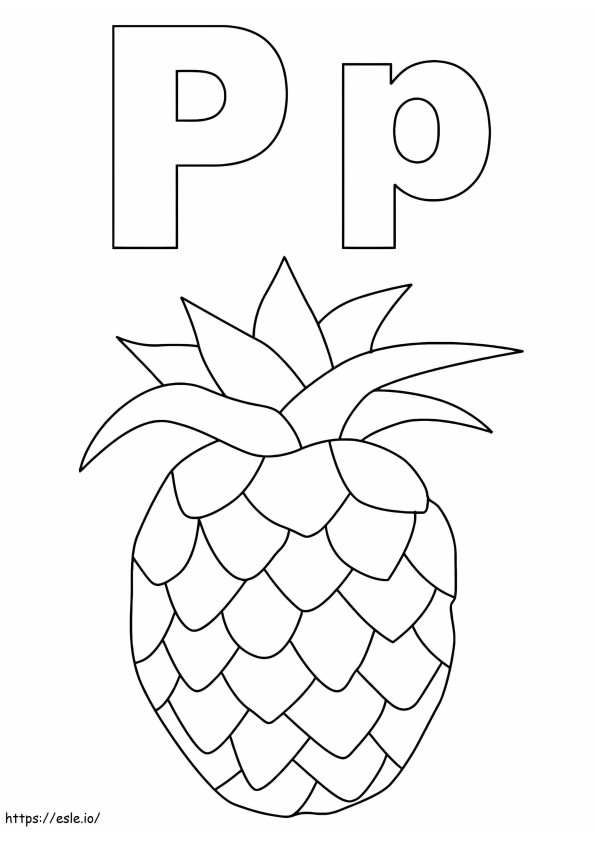 Litera P de ananas de colorat