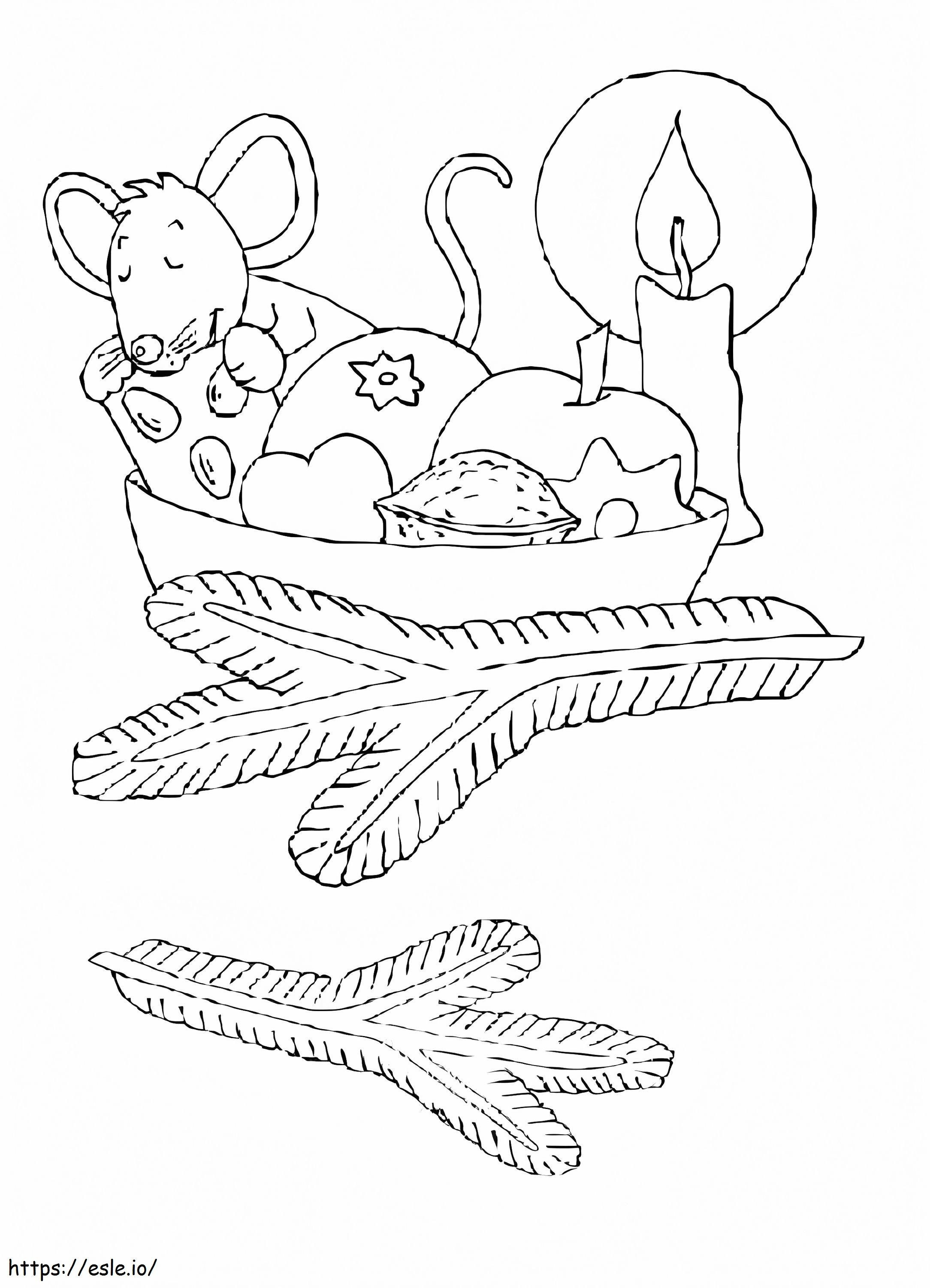 Christmas Mouse coloring page