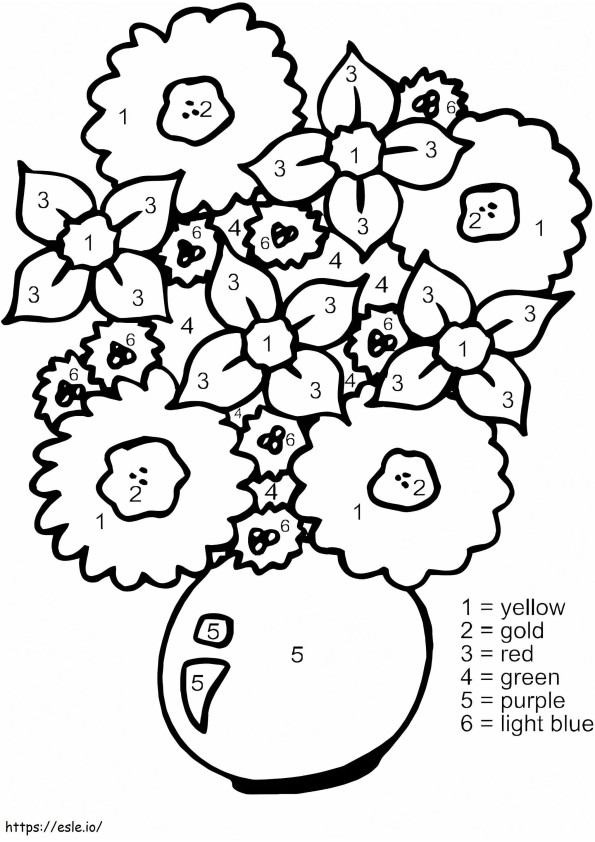 Bellissimi fiori colorati per numero da colorare