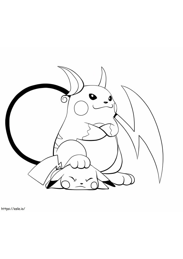 Coloriage Raichu et Pikachu à imprimer dessin