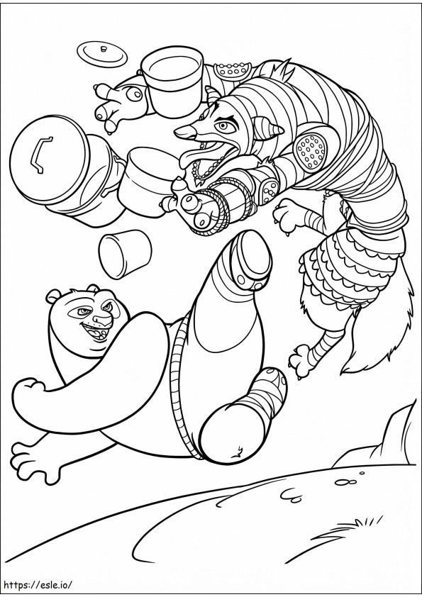 Po Fighting A4 coloring page