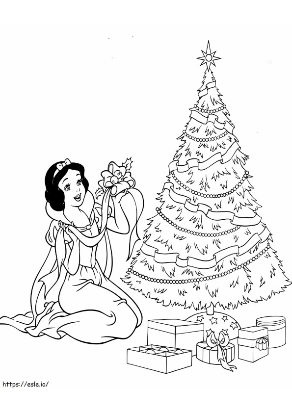 白雪姫とクリスマスツリー ぬりえ - 塗り絵