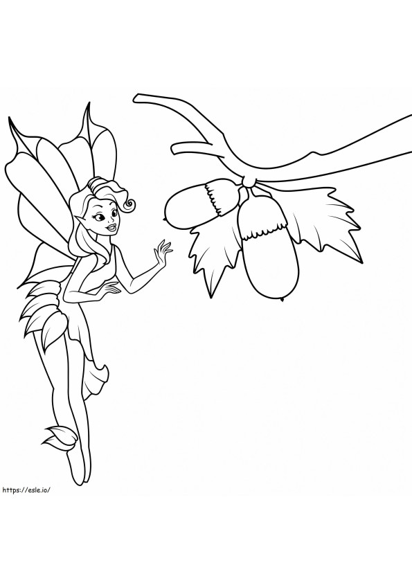 Fairy And Acorns coloring page