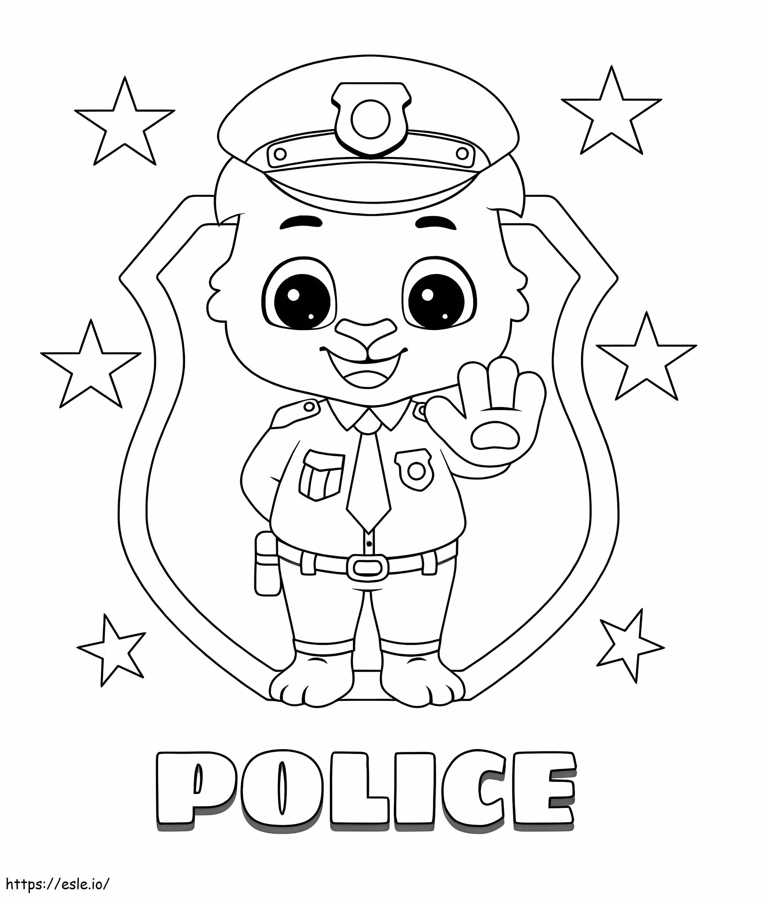 policía de dibujos animados para colorear