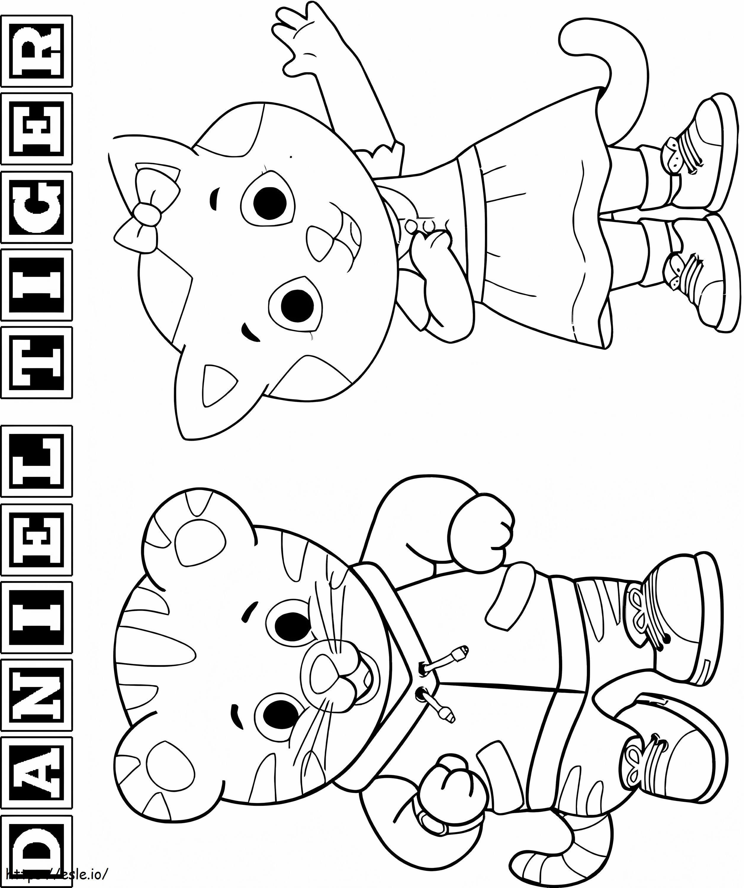 Daniel With Katerina Kittycat A4 coloring page