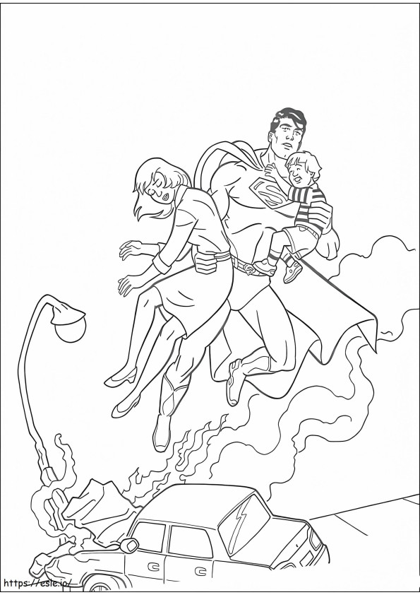 Superman Saves People coloring page