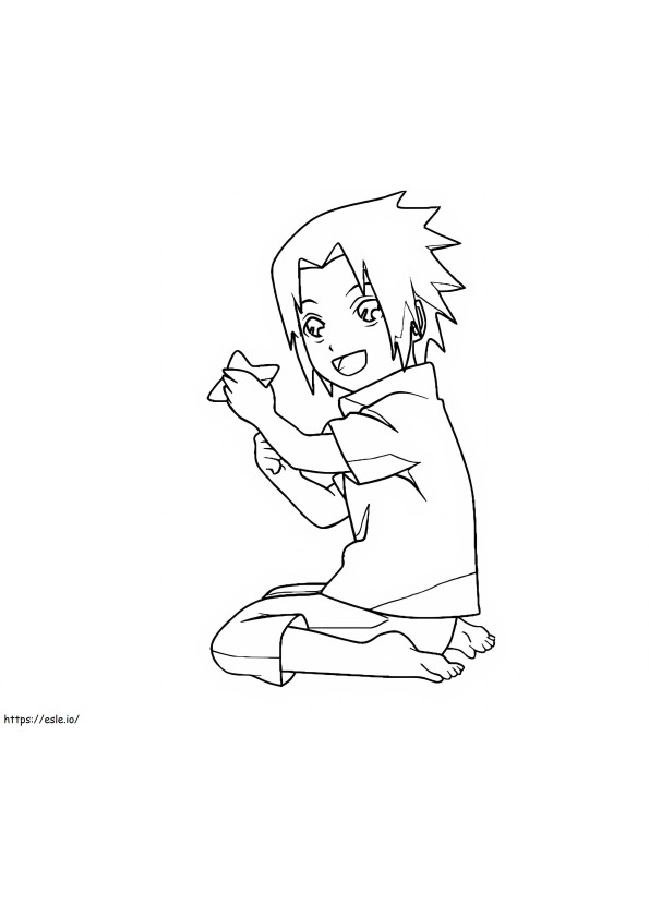 Coloriage Garçon drôle de Sasuke à imprimer dessin