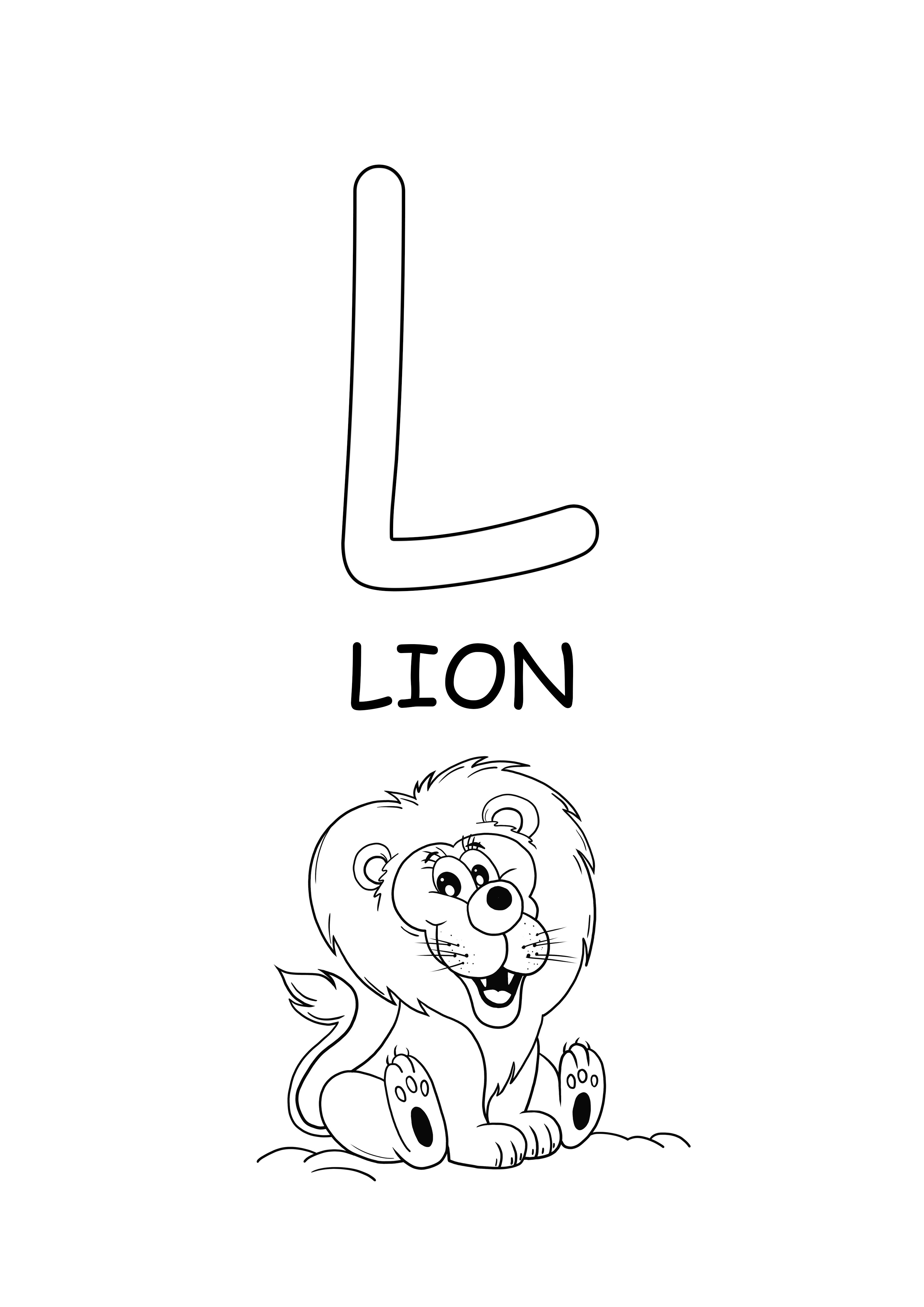 büyük harf word-lion to renk ve ücretsiz baskı