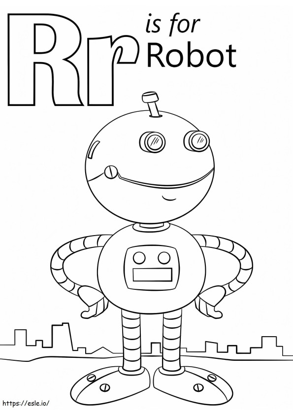 Robot letra R para colorear