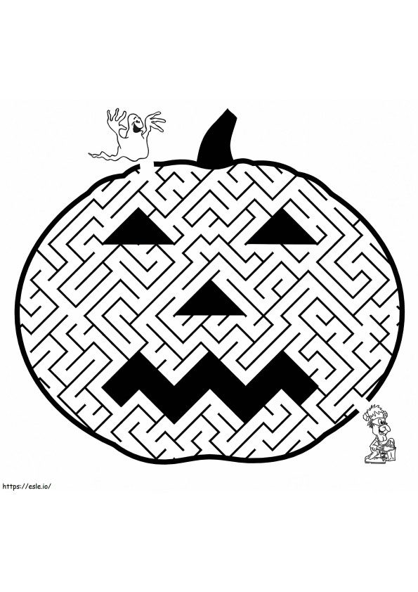 Labirint de dovleac de Halloween de colorat