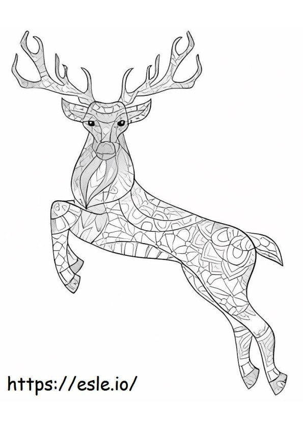 Coloriage Mandala de cerf sautant à imprimer dessin