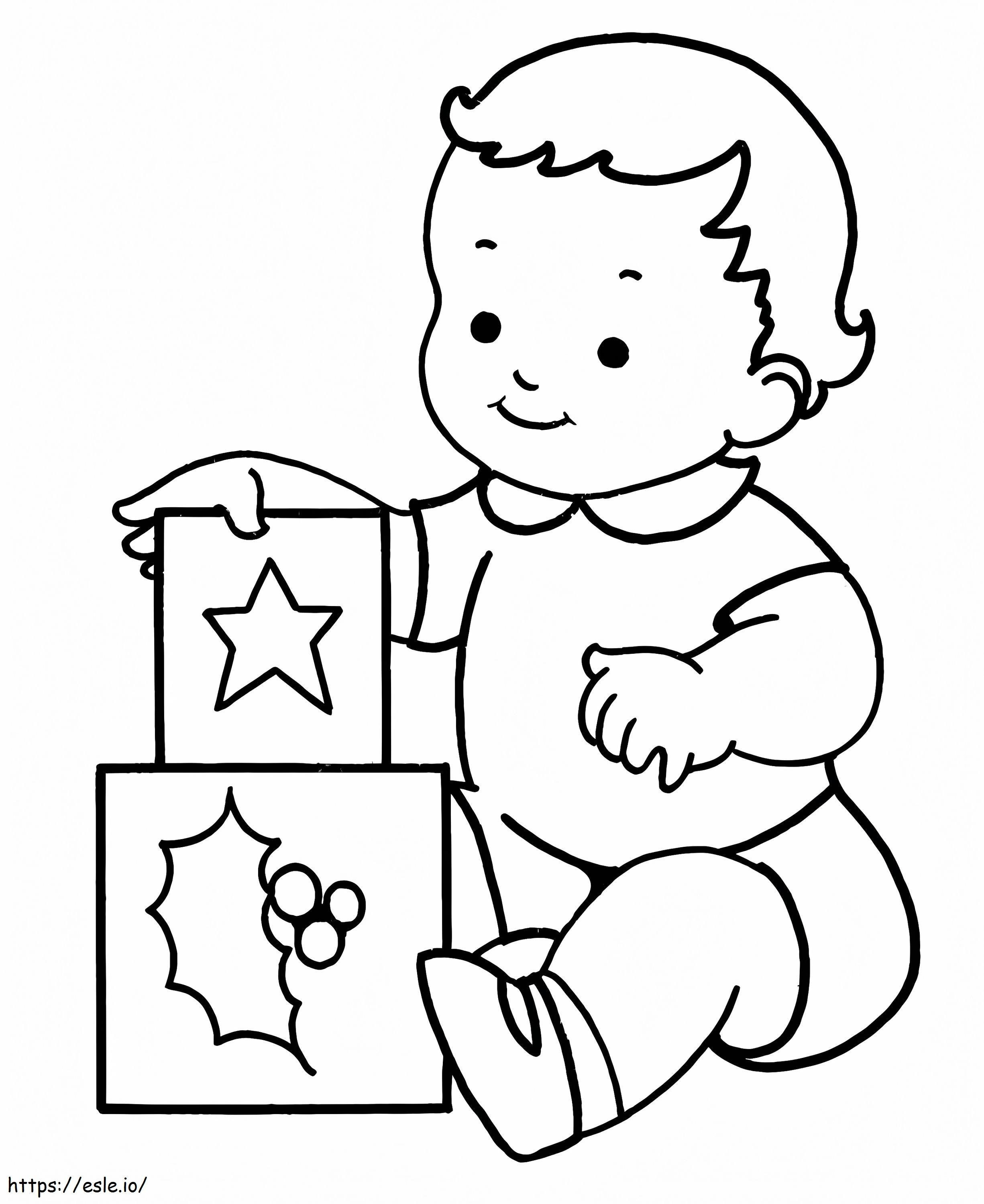 Coloriage Bébé avec des blocs à imprimer dessin