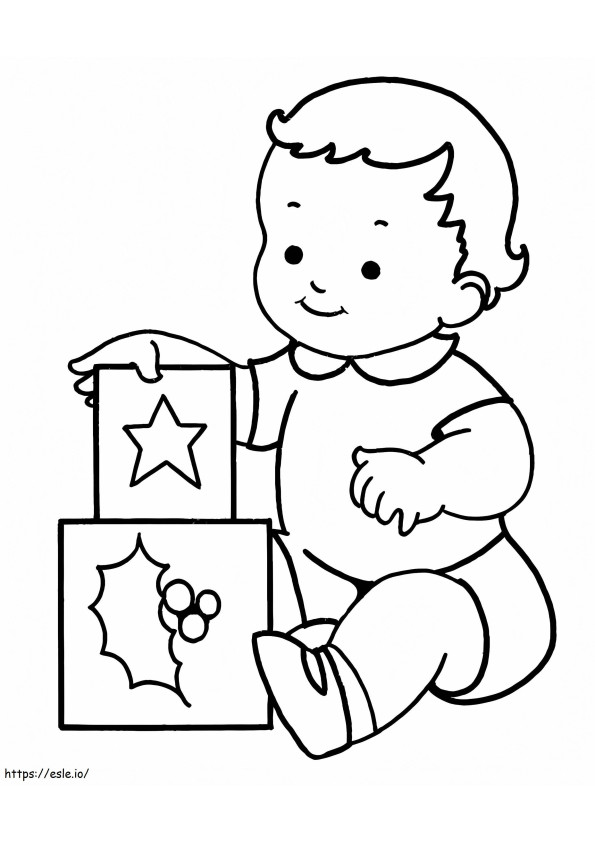 Baby With Blocks coloring page