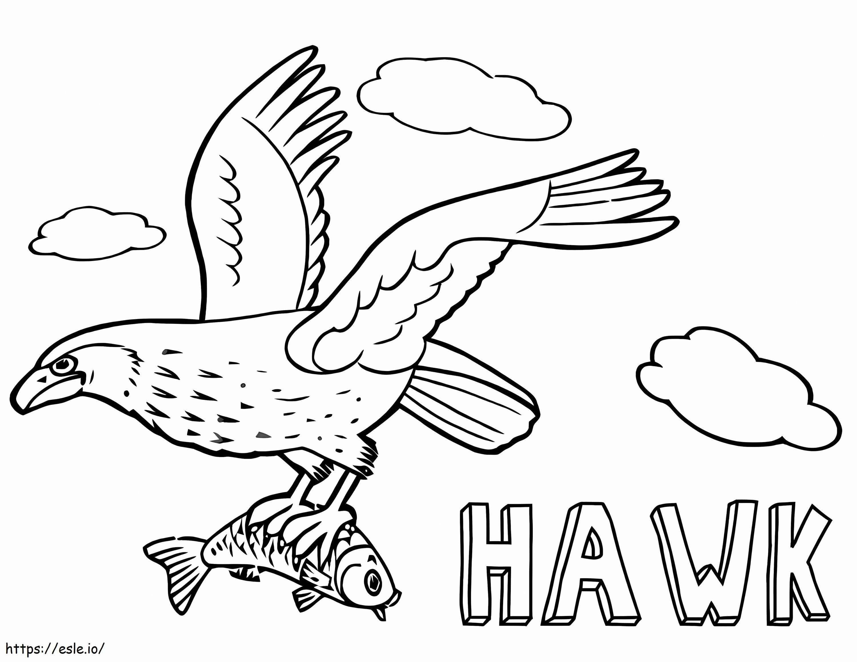 Hawk pyydystää kaloja värityskuva