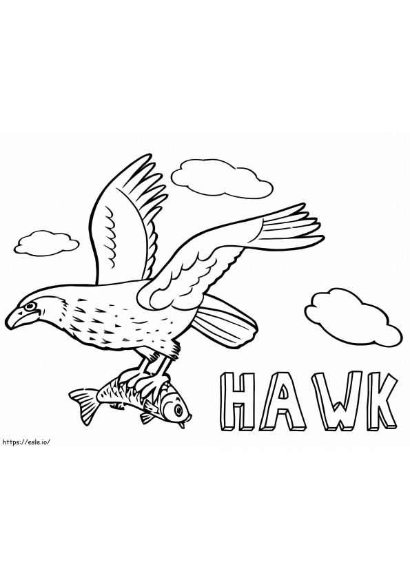 Hawk Catching Fish coloring page